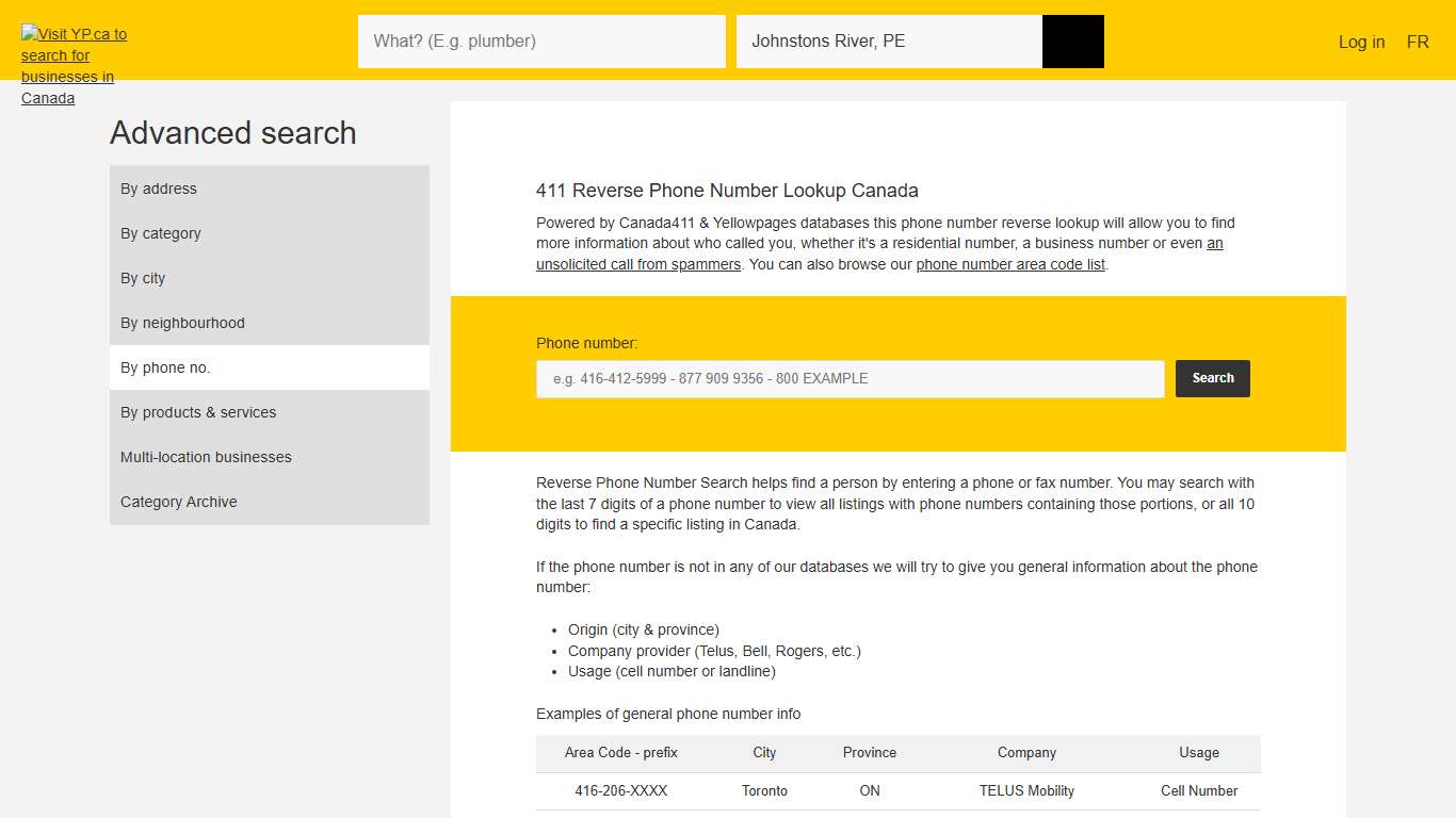 411 Reverse Phone Number Lookup Canada